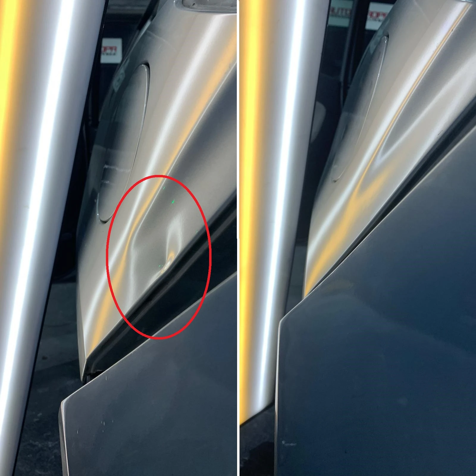 Débosselage avant/après - Réparation capot