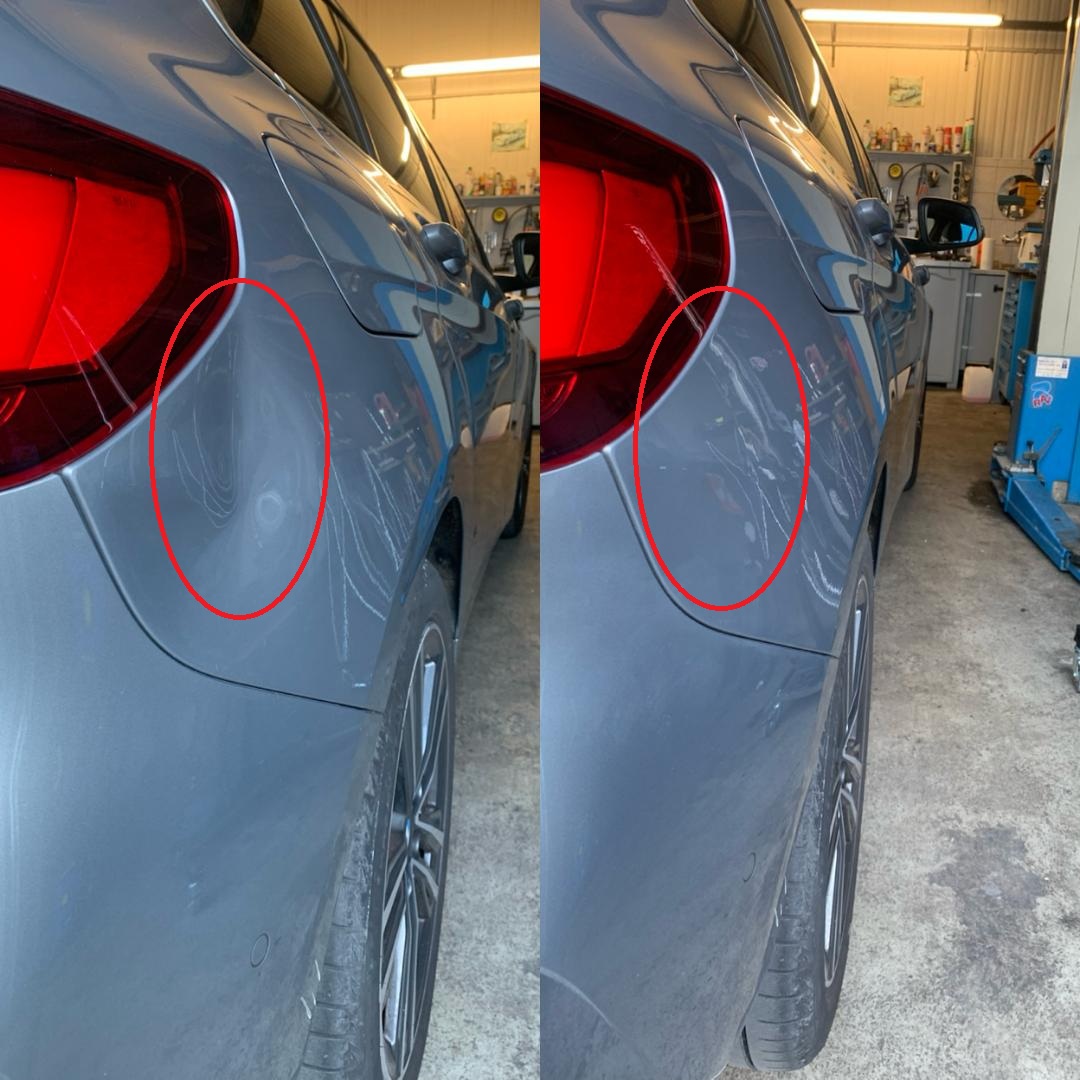Débosselage avant/après - Réparation aile arrière