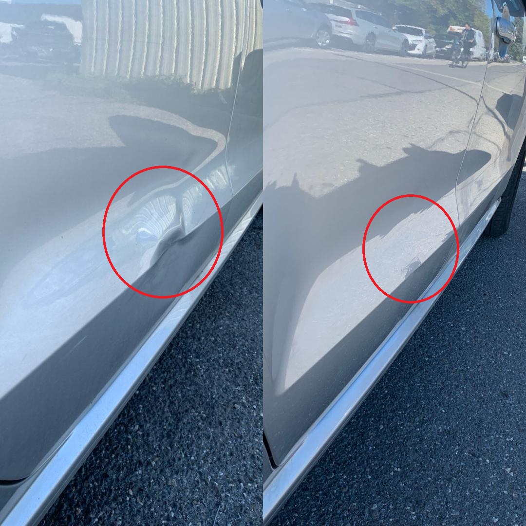 Débosselage avant/après - Réparation portière